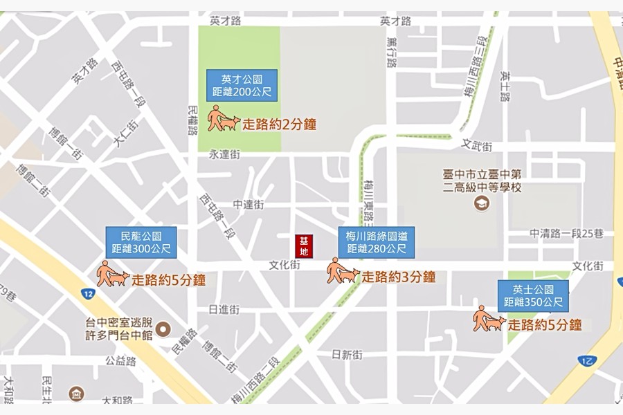 周邊公園標示圖(圖為編輯加工,僅供開箱文使用)