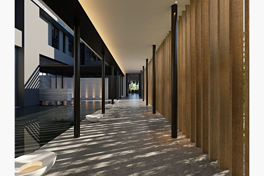 花園旁的迴廊示意圖