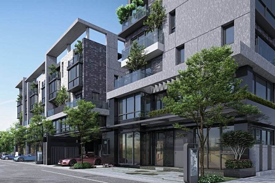 「朝坤豐簷2」是屬於新加坡式設計,車子直接停在家門前。