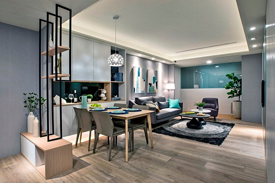 B5戶2房樣品屋-玄關+客餐廳+陽台