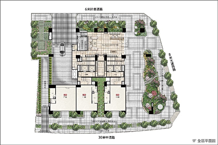 1樓社區大門臨大連西路。