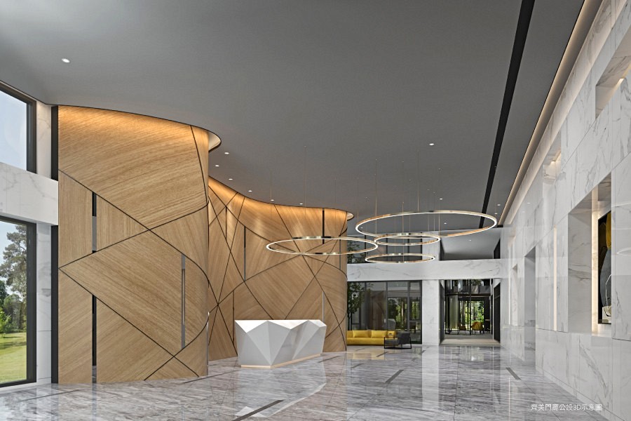 挑高6米飯店式迎賓大廳/3D透視圖 