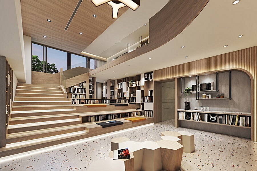 建案規畫雙層圖書館(3D示意圖)