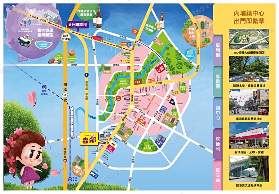 皇家欣天地三期 森鄰-華廈交通圖