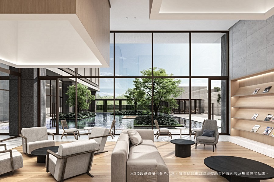 「合輝大璽-水月」多功能交誼廳3D示意圖。