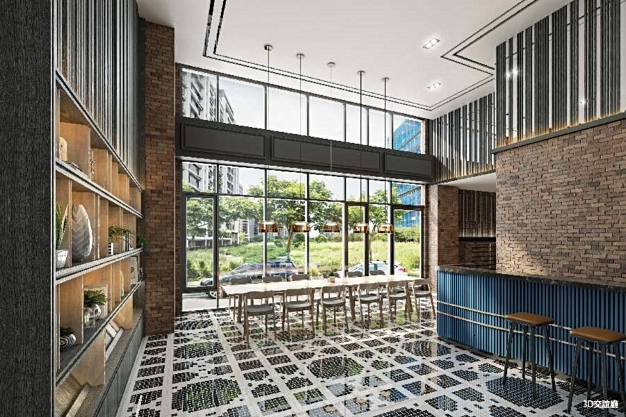 交誼廳3D示意圖。