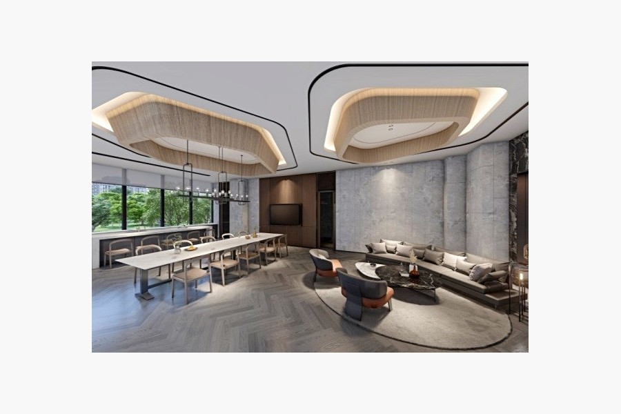 規模不小的交誼廳/3D示意圖。