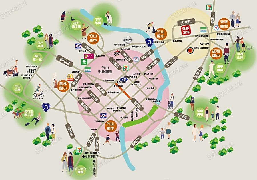 大和青森(華廈)交通圖