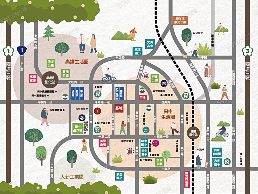 田中薇閣美地交通圖