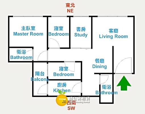 🍊R9中央公園太子名邸明亮景觀4房空屋附平車 - Image 2