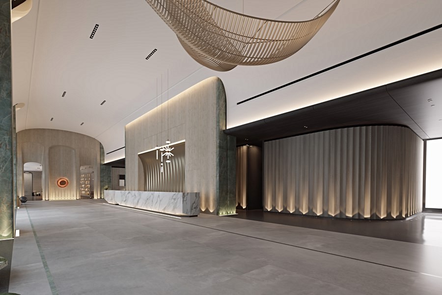 入口大廳寬敞空靈，簡潔大器/3D示意圖