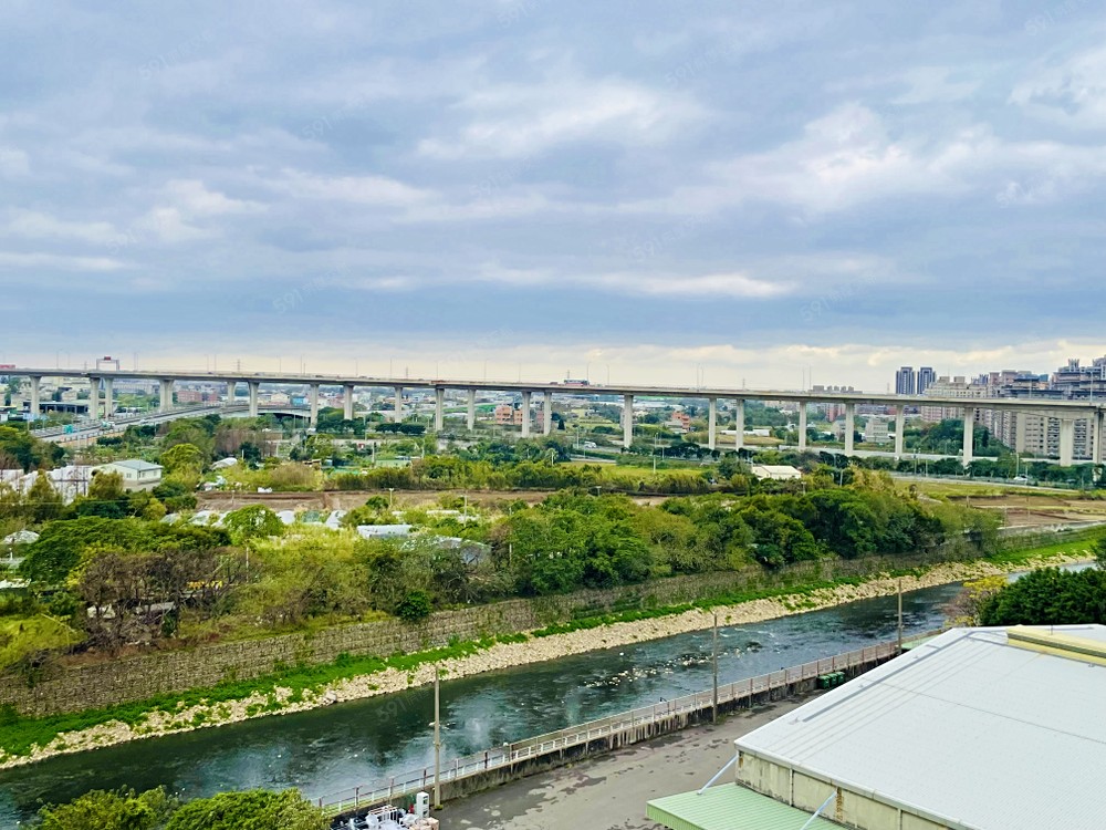 客廳外超美河景綠意與蔚藍天空一覽無遺